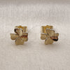 Arete Dormilona 02.412.0018 Oro Laminado, Diseño de Trébol de Cuatro Hojas y Corazón, Pulido, Tono Dorado