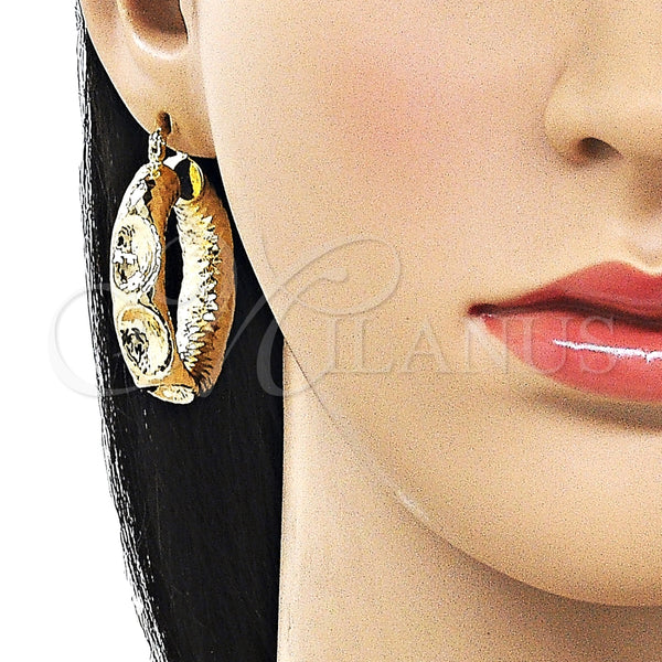 Argolla Mediana 02.163.0396.35 Oro Laminado, Diseño de Hueco, Diamantado, Tono Dorado