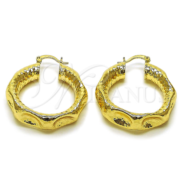 Argolla Mediana 02.163.0396.35 Oro Laminado, Diseño de Hueco, Diamantado, Tono Dorado
