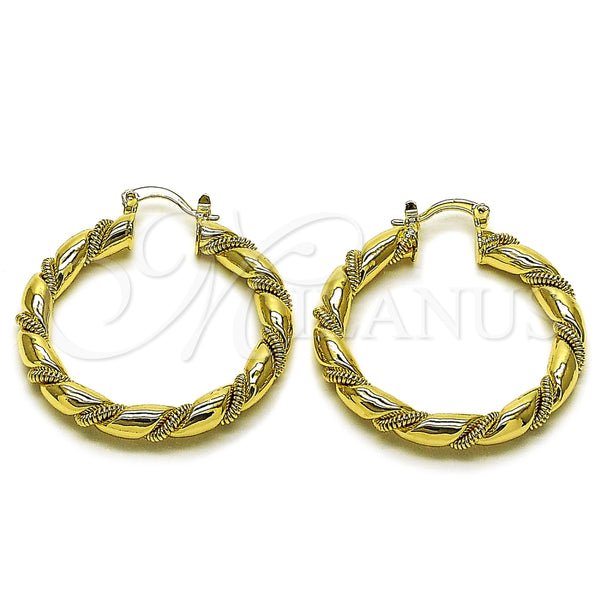Argolla Mediana 02.170.0498.40 Oro Laminado, Diseño de Hueco y Torcido, Pulido, Tono Dorado