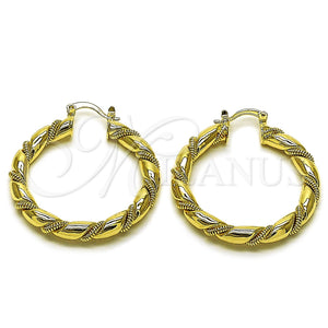 Argolla Mediana 02.170.0498.40 Oro Laminado, Diseño de Hueco y Torcido, Pulido, Tono Dorado