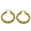 Argolla Mediana 02.170.0498.40 Oro Laminado, Diseño de Hueco y Torcido, Pulido, Tono Dorado