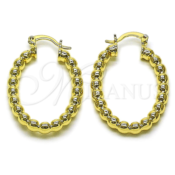 Argolla Pequeña 02.163.0397.25 Oro Laminado, Diseño de Hueco y Bola, Pulido, Tono Dorado
