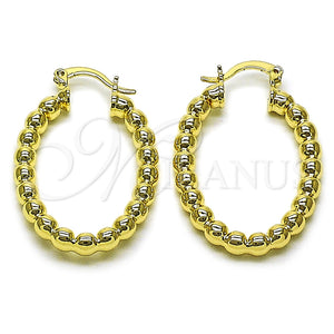 Argolla Pequeña 02.163.0397.25 Oro Laminado, Diseño de Hueco y Bola, Pulido, Tono Dorado
