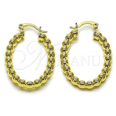Argolla Pequeña 02.163.0397.25 Oro Laminado, Diseño de Hueco y Bola, Pulido, Tono Dorado