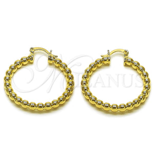 Argolla Pequeña 02.163.0398.35 Oro Laminado, Diseño de Hueco y Bola, Pulido, Tono Dorado