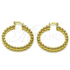 Argolla Pequeña 02.163.0398.35 Oro Laminado, Diseño de Hueco y Bola, Pulido, Tono Dorado