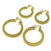 Argolla Pequeña 02.163.0398.35 Oro Laminado, Diseño de Hueco y Bola, Pulido, Tono Dorado