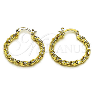 Argolla Mediana 02.163.0400.30 Oro Laminado, Diseño de Torcido, Pulido, Tono Dorado