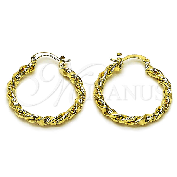 Argolla Mediana 02.163.0400.30 Oro Laminado, Diseño de Torcido, Pulido, Tono Dorado