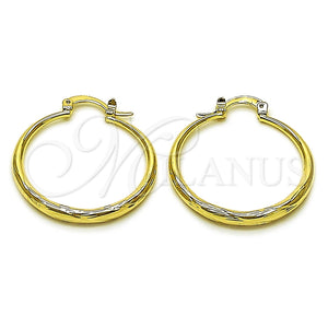 Argolla Mediana 02.163.0401.30 Oro Laminado, Diseño de Hueco, Diamantado, Tono Dorado