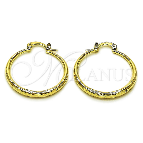 Argolla Mediana 02.163.0401.30 Oro Laminado, Diseño de Hueco, Diamantado, Tono Dorado