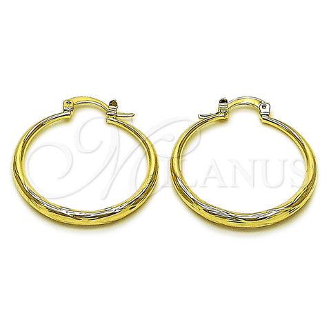 Argolla Mediana 02.163.0401.30 Oro Laminado, Diseño de Hueco, Diamantado, Tono Dorado