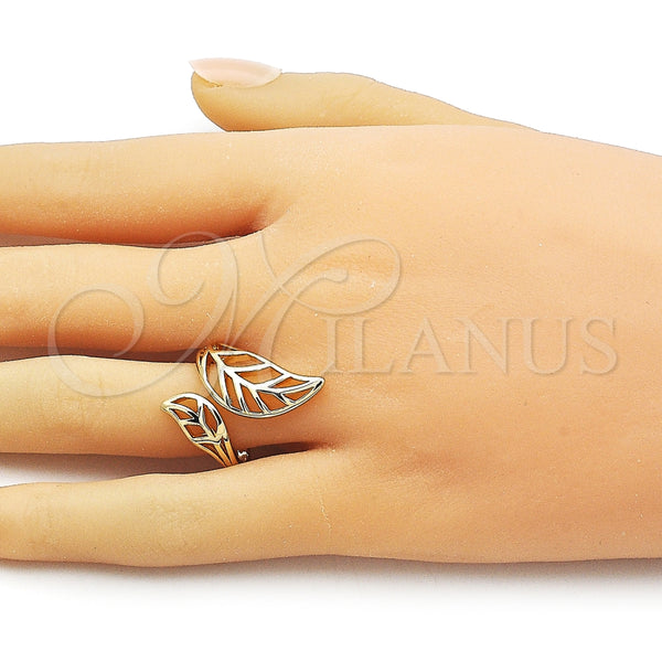Anillo Elegante 01.163.0007 Oro Laminado, Diseño de Oja, Pulido, Tono Dorado (One size fits all)