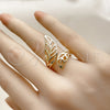 Anillo Elegante 01.163.0007 Oro Laminado, Diseño de Oja, Pulido, Tono Dorado (One size fits all)