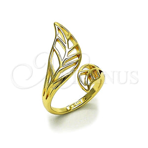 Anillo Elegante 01.163.0007 Oro Laminado, Diseño de Oja, Pulido, Tono Dorado (One size fits all)