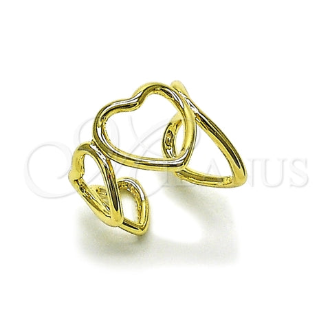 Anillo Elegante 01.163.0011 Oro Laminado, Diseño de Corazon, Pulido, Dorado