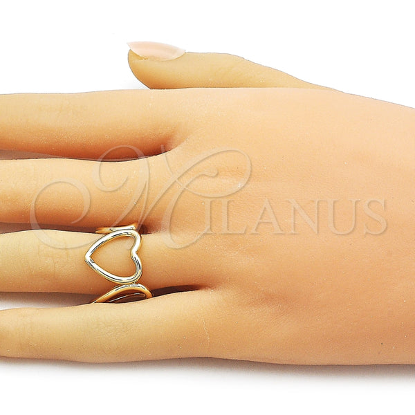Anillo Elegante 01.163.0011 Oro Laminado, Diseño de Corazón, Pulido, Tono Dorado (One size fits all)