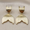 Arete Colgante 02.163.0402 Oro Laminado, Diseño de Pescado, Pulido, Tono Dorado