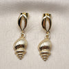 Arete Colgante 02.163.0403 Oro Laminado, Diseño de Caracol, Pulido, Tono Dorado