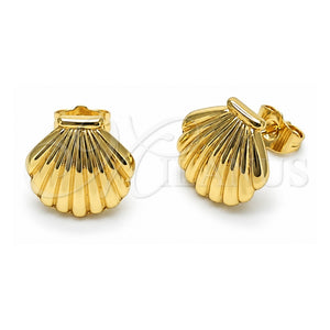 Arete Dormilona 02.163.0405 Oro Laminado, Diseño de Concha y Hueco, Pulido, Tono Dorado