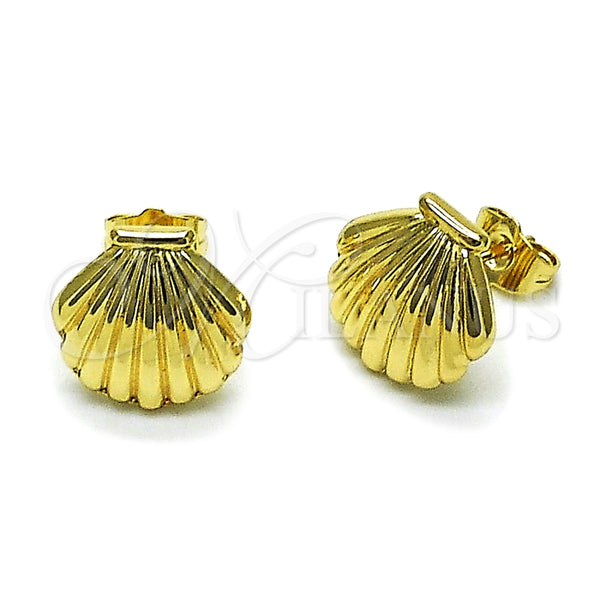 Arete Dormilona 02.163.0405 Oro Laminado, Diseño de Concha y Hueco, Pulido, Tono Dorado
