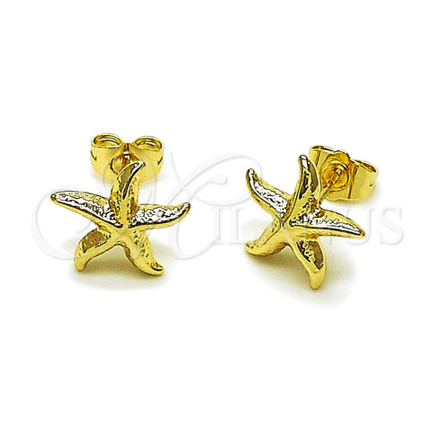 Arete Dormilona 02.163.0406 Oro Laminado, Diseño de Estrella y Hueco, Pulido, Tono Dorado