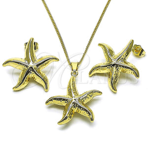 Juego de Arete y Dije de Adulto 10.163.0040 Oro Laminado, Diseño de Estrella y Hueco, Pulido, Tono Dorado