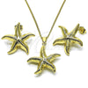 Juego de Arete y Dije de Adulto 10.163.0040 Oro Laminado, Diseño de Estrella y Hueco, Pulido, Tono Dorado