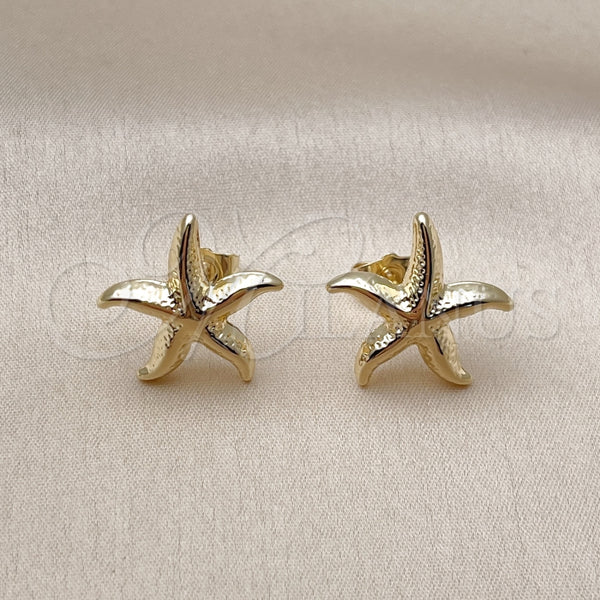 Arete Dormilona 02.163.0407 Oro Laminado, Diseño de Estrella y Hueco, Pulido, Tono Dorado