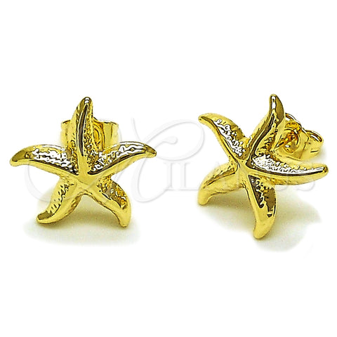 Arete Dormilona 02.163.0407 Oro Laminado, Diseño de Estrella y Hueco, Pulido, Tono Dorado