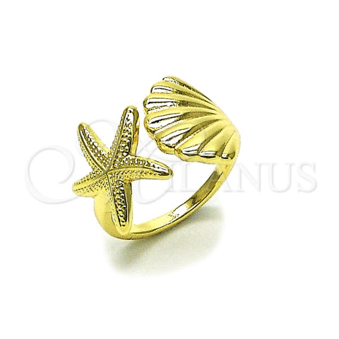 Anillo Elegante 01.163.0013 Oro Laminado, Diseño de Concha y Estrella, Diseño de Concha, Pulido, Dorado