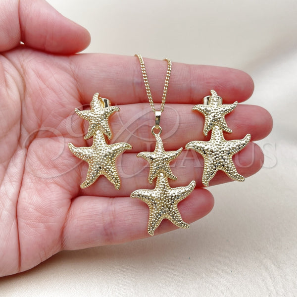 Juego de Arete y Dije de Adulto 10.163.0043 Oro Laminado, Diseño de Estrella, Mate, Tono Dorado