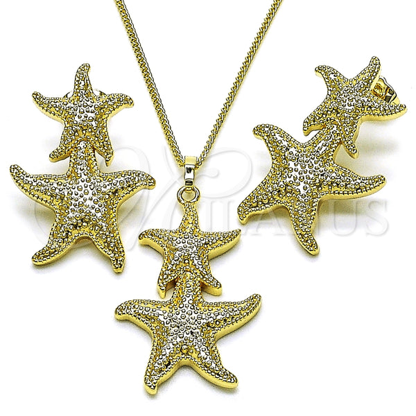 Juego de Arete y Dije de Adulto 10.163.0043 Oro Laminado, Diseño de Estrella, Mate, Tono Dorado