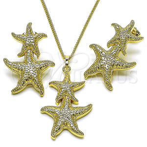 Juego de Arete y Dije de Adulto 10.163.0043 Oro Laminado, Diseño de Estrella, Mate, Tono Dorado