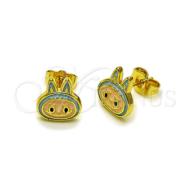 Arete Dormilona 02.156.0735.1 Oro Laminado, Esmaltado Turquesa, Tono Dorado