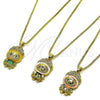 Collares con Dije 04.156.0468.2.18 Oro Laminado, Diseño de Box y Arco, con Blanca Zirconia Cubica, Esmaltado Rosado Oscuro, Tono Dorado (01 MM Thickness, 18 Inches Length)