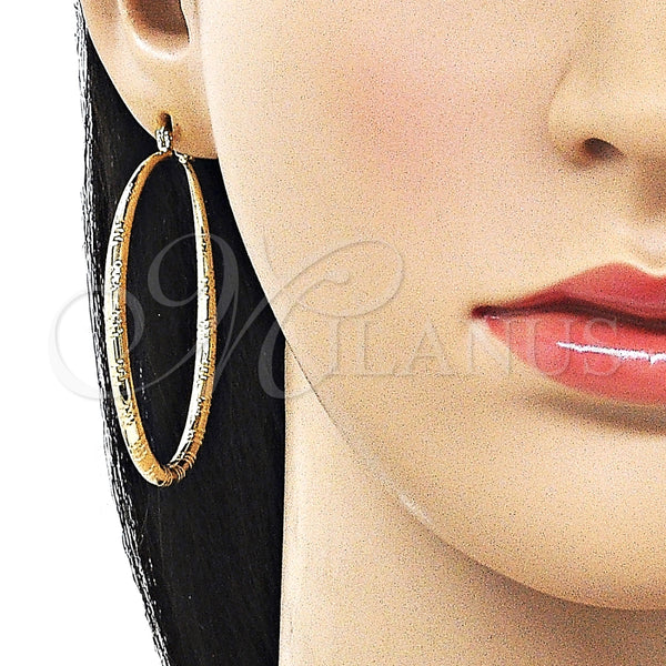 Argolla Grande 02.163.0408.50 Oro Laminado, Diseño de Hueco, Diamantado, Tono Dorado