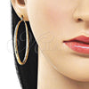 Argolla Grande 02.163.0408.50 Oro Laminado, Diseño de Hueco, Diamantado, Tono Dorado