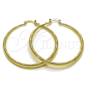 Argolla Grande 02.163.0408.50 Oro Laminado, Diseño de Hueco, Diamantado, Tono Dorado