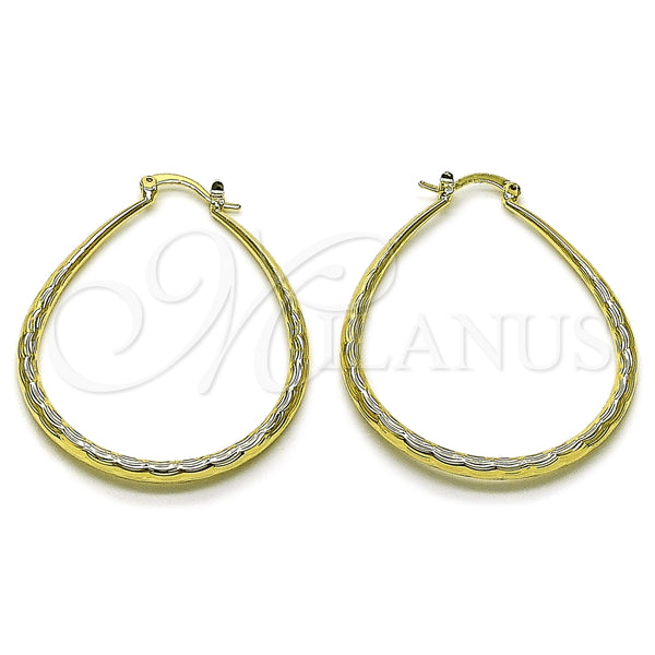 Argolla Mediana 02.163.0409.40 Oro Laminado, Diseño de Hueco, Diamantado, Tono Dorado