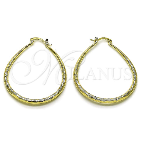 Argolla Mediana 02.163.0409.40 Oro Laminado, Diseño de Hueco, Diamantado, Tono Dorado