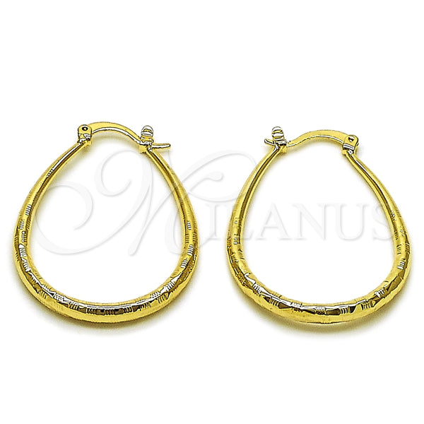 Argolla Mediana 02.163.0410.30 Oro Laminado, Diseño de Hueco, Diamantado, Tono Dorado