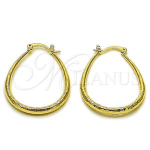 Argolla Mediana 02.163.0410.30 Oro Laminado, Diseño de Hueco, Diamantado, Tono Dorado