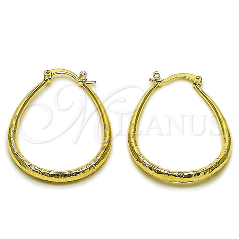 Argolla Mediana 02.163.0410.30 Oro Laminado, Diseño de Hueco, Diamantado, Tono Dorado