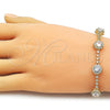 Pulsera Tennis 03.266.0034.07 Oro Laminado, Diseño de Cluster, con Blanca Zirconia Cubica, Pulido, Tono Dorado (Thickness, 7 Inches Length)