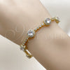Pulsera Tennis 03.266.0034.07 Oro Laminado, Diseño de Cluster, con Blanca Zirconia Cubica, Pulido, Tono Dorado (Thickness, 7 Inches Length)