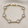 Pulsera Tennis 03.266.0034.07 Oro Laminado, Diseño de Cluster, con Blanca Zirconia Cubica, Pulido, Tono Dorado (Thickness, 7 Inches Length)