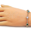 Pulsera Tennis 03.266.0034.1.07 Oro Laminado, Diseño de Cluster, con Multicolor and Blanca Zirconia Cubica, Pulido, Tono Dorado (Thickness, 7 Inches Length)