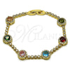 Pulsera Tennis 03.266.0034.1.07 Oro Laminado, Diseño de Cluster, con Multicolor and Blanca Zirconia Cubica, Pulido, Tono Dorado (Thickness, 7 Inches Length)